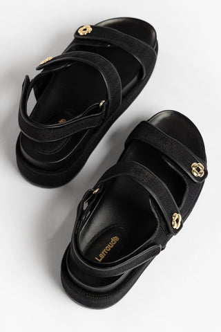 Jetty Sandal Black Raffia Sandal Larroudé