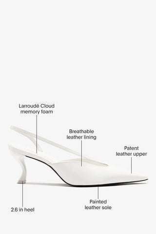 Larroudé by Nicolò B.: Lucia Slingback Pump White Patent Leather Pump Larroudé x Nicolò Beretta