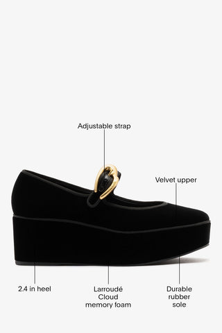 Verona Flatform Black Velvet Flatform Larroude