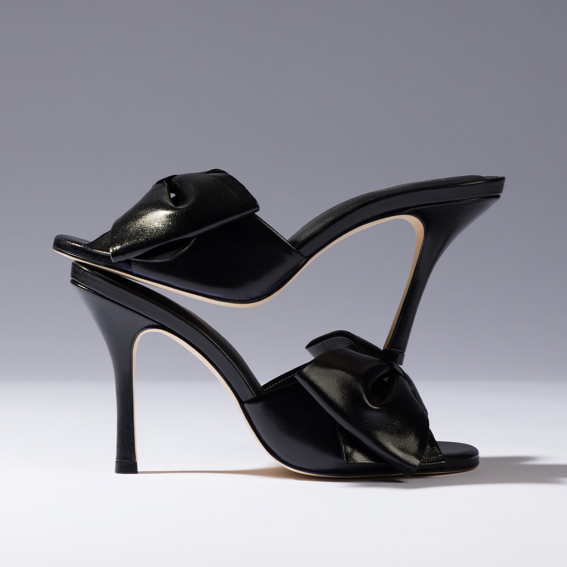 Black orders mule heel sandals