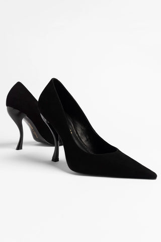 Larroudé by Nicolò B.: Inna Pump Black Suede Mule Larroudé x Nicolò Beretta