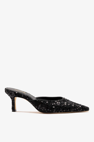 Carine Mule Black Tweed and Sequins Mule Larroudé