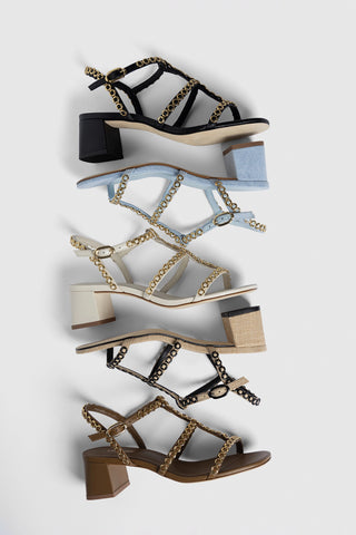 Milanina Block Sandal In Russet Leather