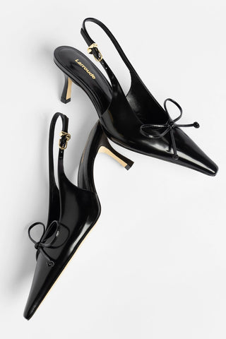 Bardot Pump Black Leather Pump Larroudé