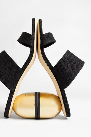 Dew Drop Sandal Black Raffia Sandal Larroudé