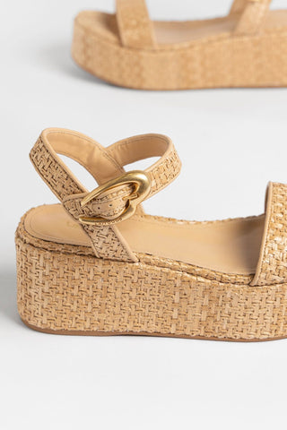 Verona Flatform Sandal Beige Raffia Sandal Larroudé