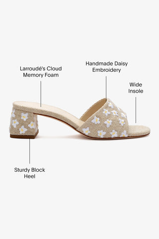 Brigitte Mule Beige Linen Sandal Larroudé