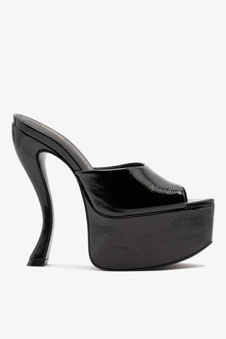 Larroudé by Nicolò B.: Isabella Platform Mule Black Patent Leather Pump Larroudé x Nicolò Beretta