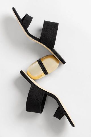 Dew Drop Sandal Black Raffia Sandal Larroudé