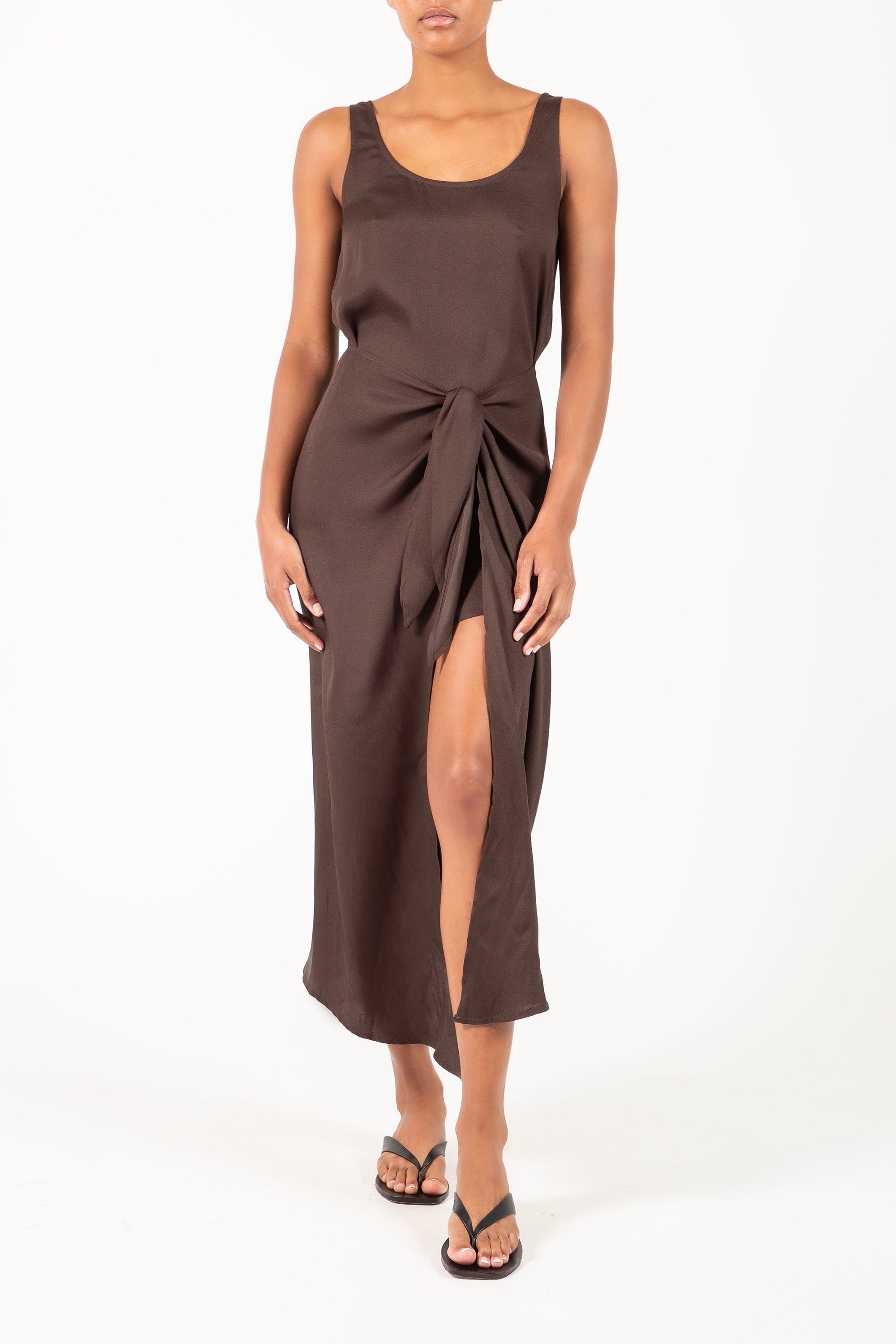 D.K. Midi Wrap Dress in Matte Crepe