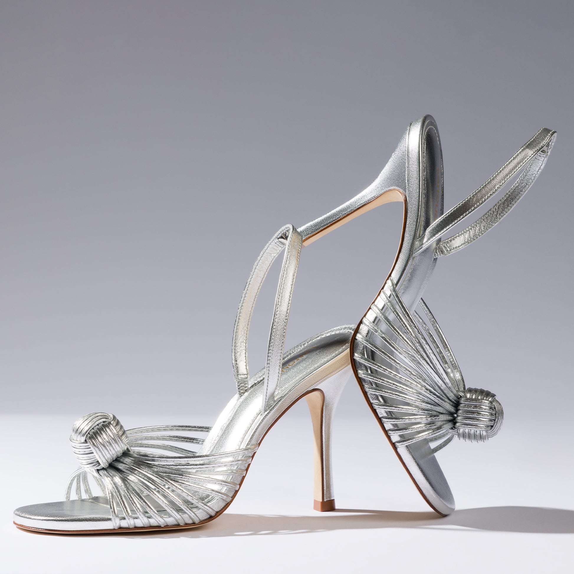 Valerie Slingback Sandal In Silver Metallic Leather