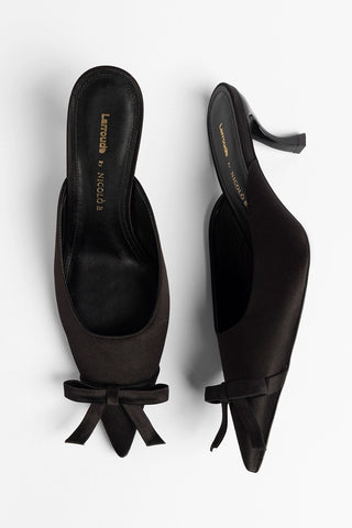 Larroudé by Nicolò B.: Maria Mule Black Satin Pump Larroudé x Nicolò Beretta