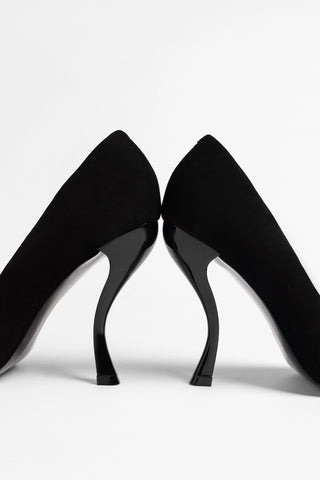 Larroudé by Nicolò B.: Inna Pump Black Suede Mule Larroudé x Nicolò Beretta