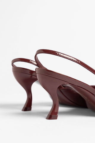Larroudé by Nicolò B.: Lucia Slingback Pump Burgundy Patent Leather Pump Larroudé x Nicolò Beretta