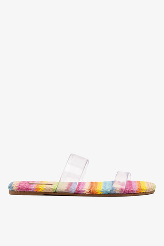 Gabe Clear Flat Rainbow Raffia Flat Larroudé