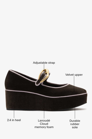 Verona Flatform Espresso Velvet Flatform Larroude