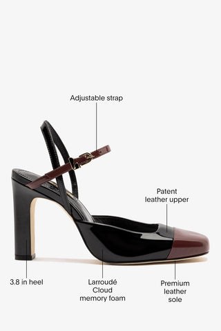 Sabine Pump Black and Burgundy Patent Leather Pumps Larroudé