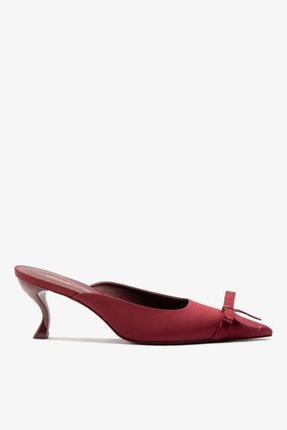 Larroudé by Nicolò B.: Maria Mule Burgundy Satin Pump Larroudé x Nicolò Beretta