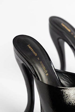 Larroudé by Nicolò B.: Isabella Platform Mule Black Patent Leather Pump Larroudé x Nicolò Beretta
