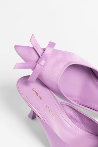 Larroudé by Nicolò B.: Maria Mule Lilac Satin Pump Larroudé x Nicolò Beretta