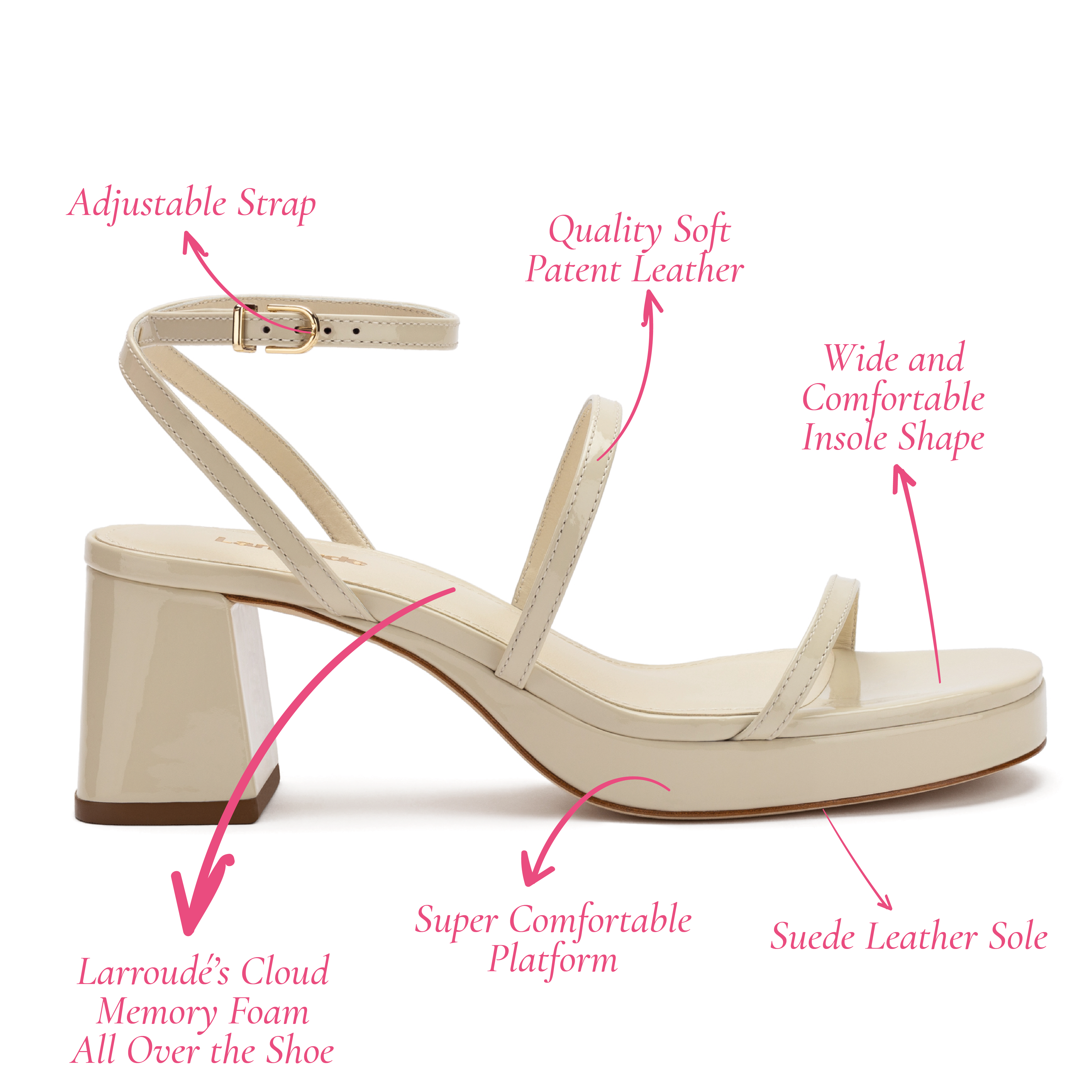 Gio Sandal In Ivory Patent Leather