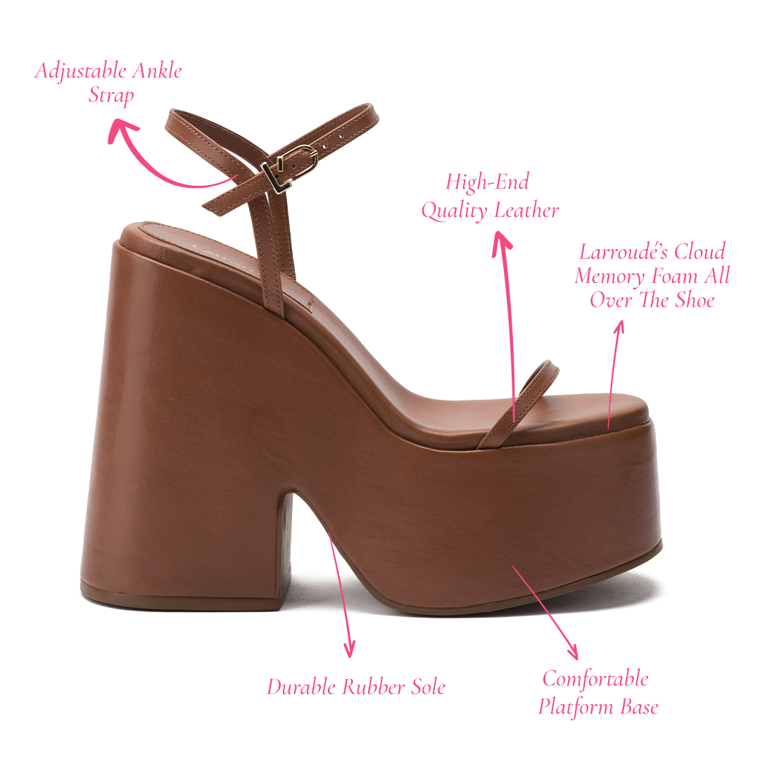 Wanda Platform Sandal In Caramel Leather