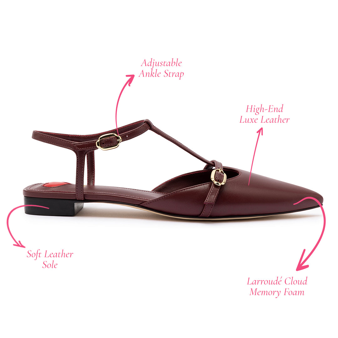 Grace Flat In Burgundy Leather