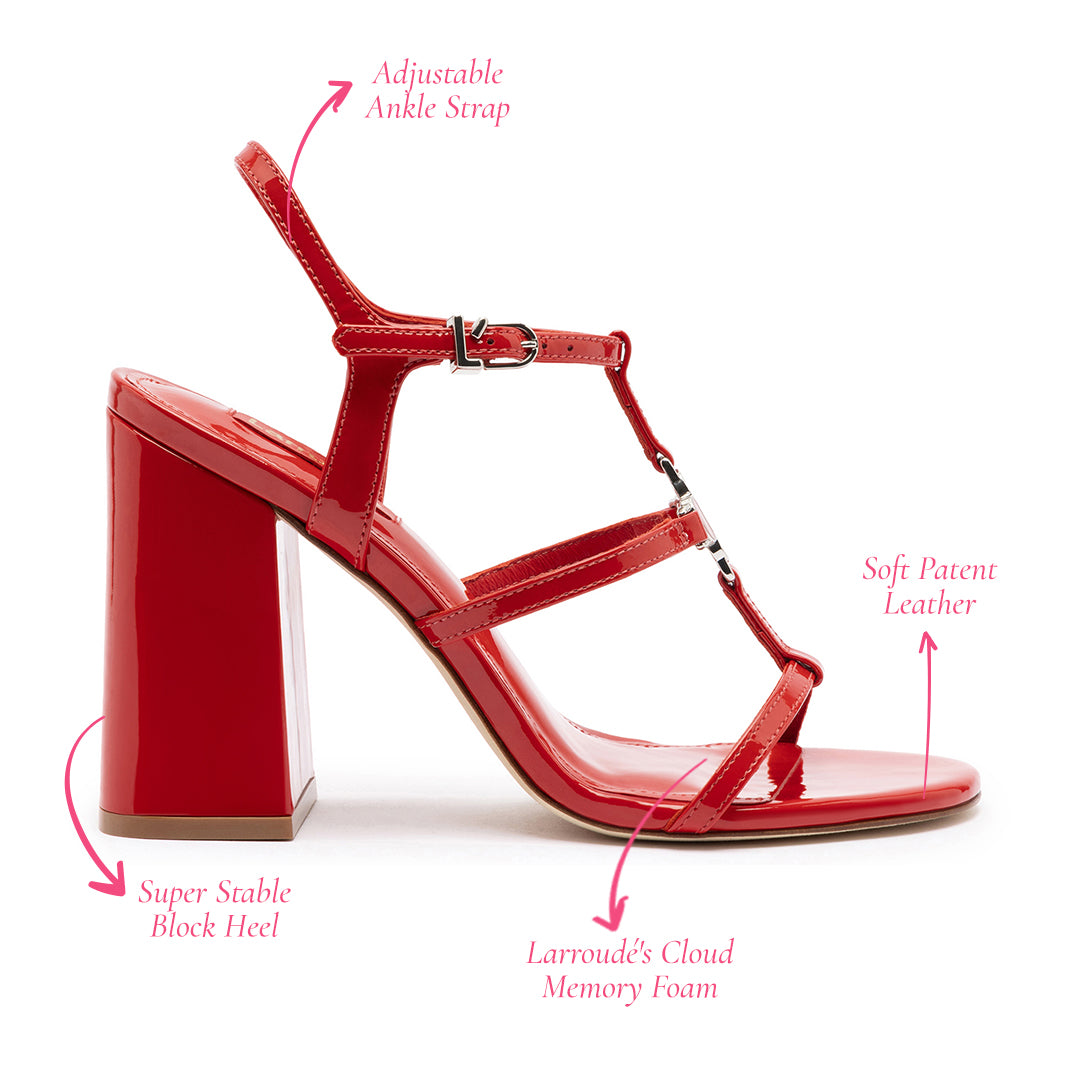 Hana Sandal In Scarlet Patent Leather