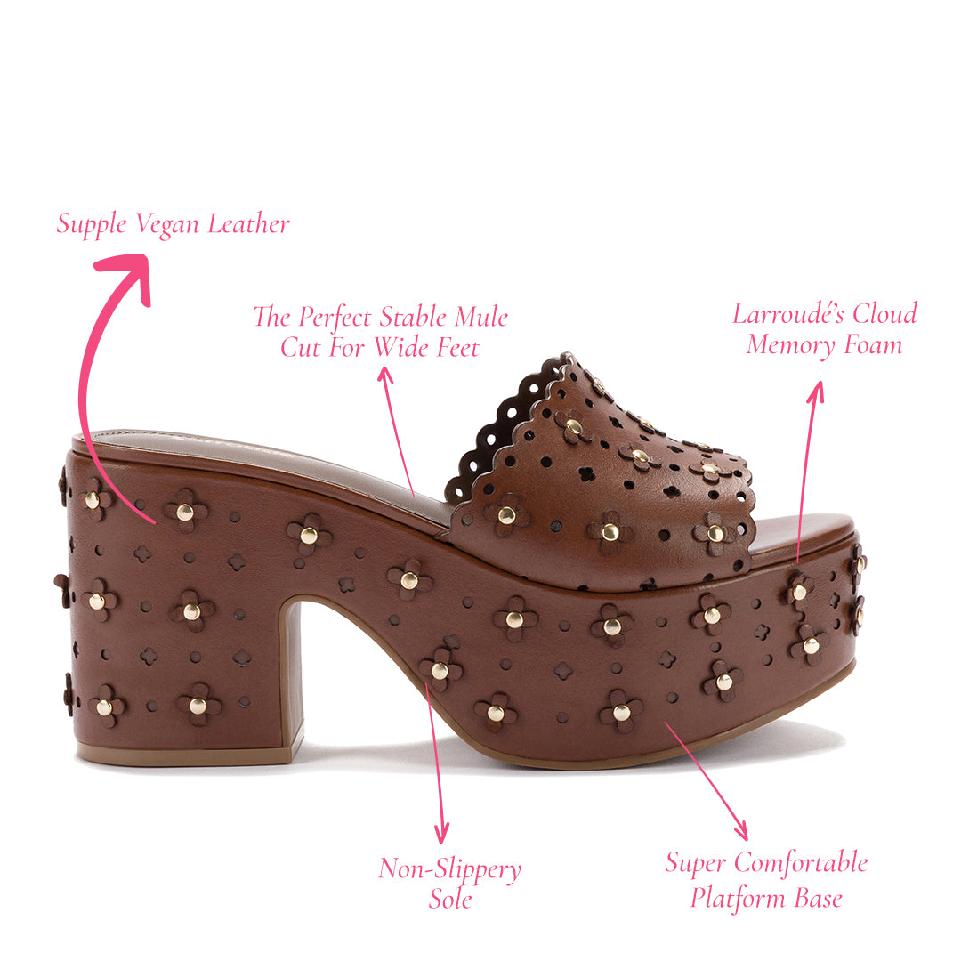 Miso Platform Sandal In Brown Leather