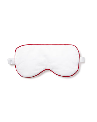 Adult's Sleep Mask in White with Red Piping