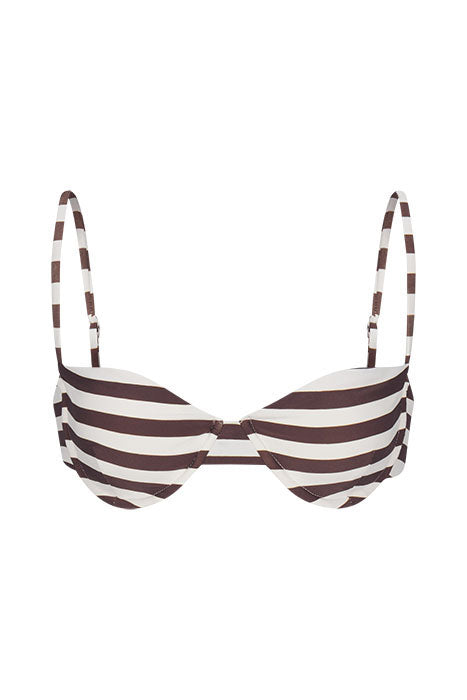 Balconette Underwire Bikini Top in Espresso Even Stripes