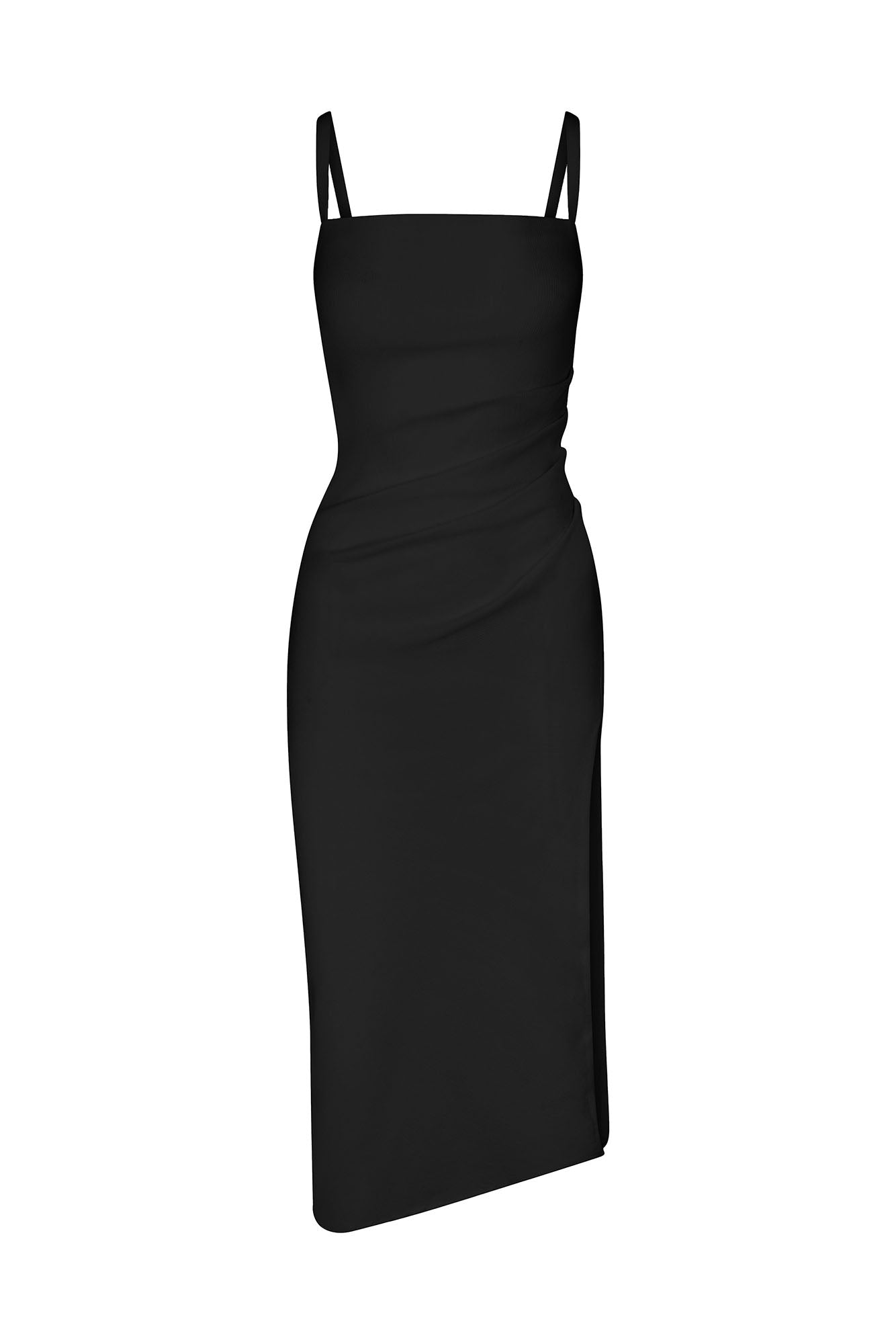 Nadege Draped Midi Dress in Textured Stretch