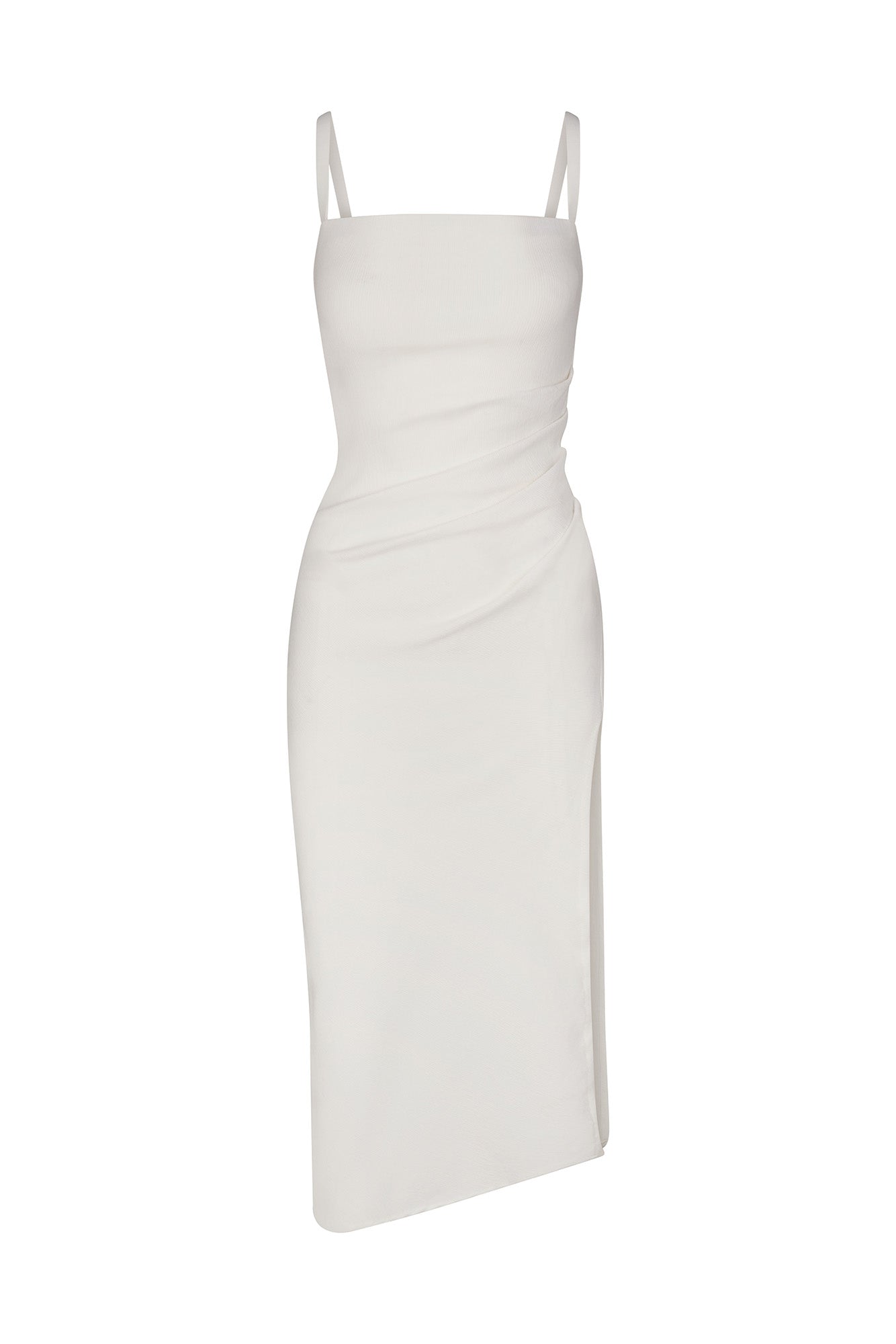 Nadege Draped Midi Dress in Textured Stretch