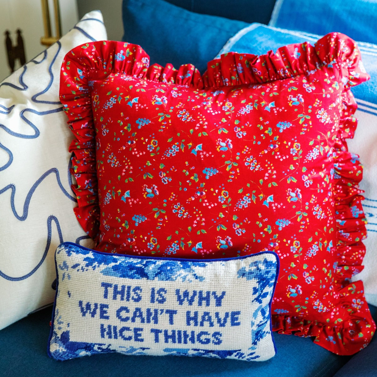 Nice Things Needlepoint Pillow