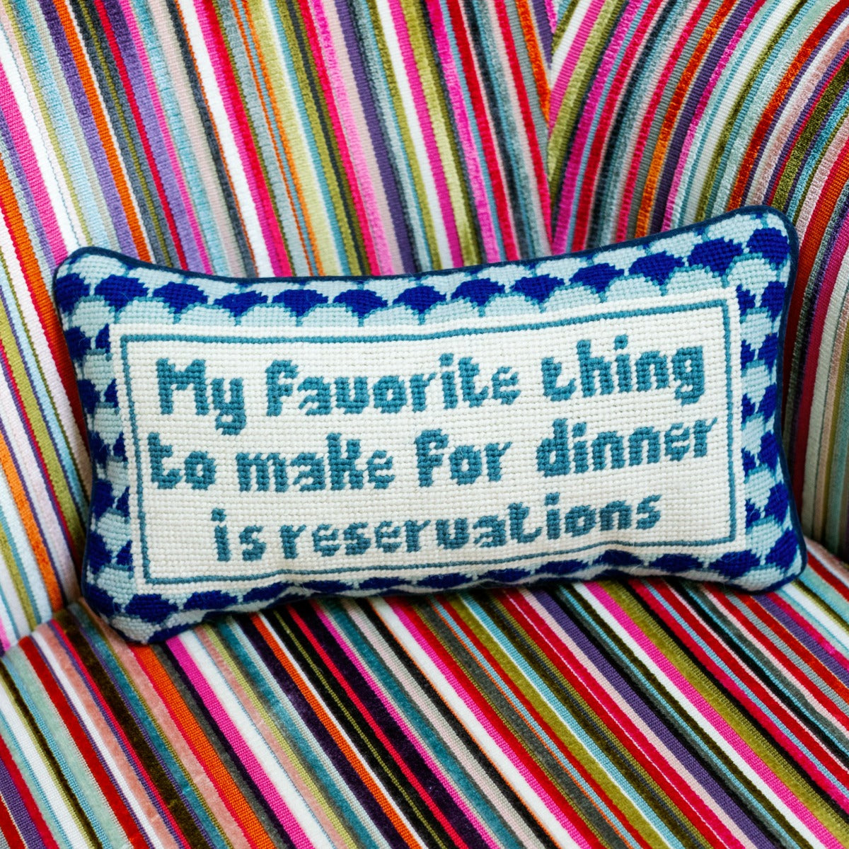 Reservations Needlepoint Pillow