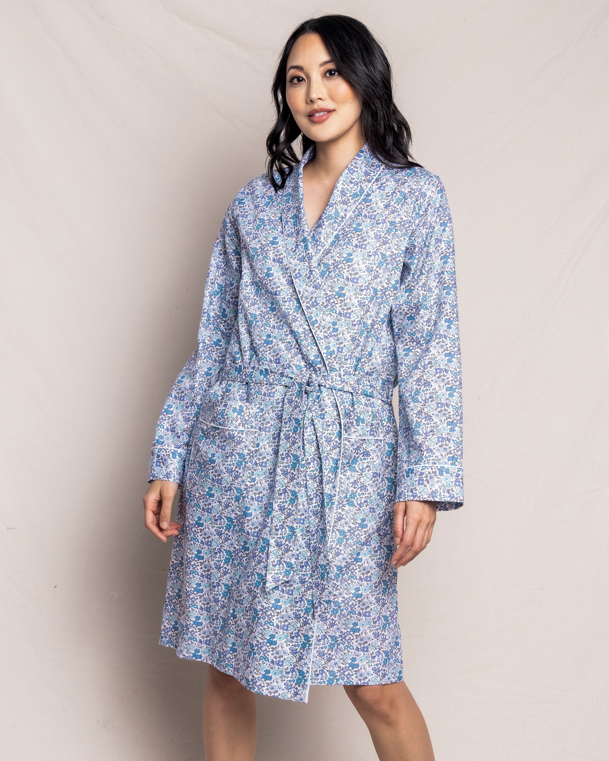 Women's Twill Robe in Fleur D'Azur