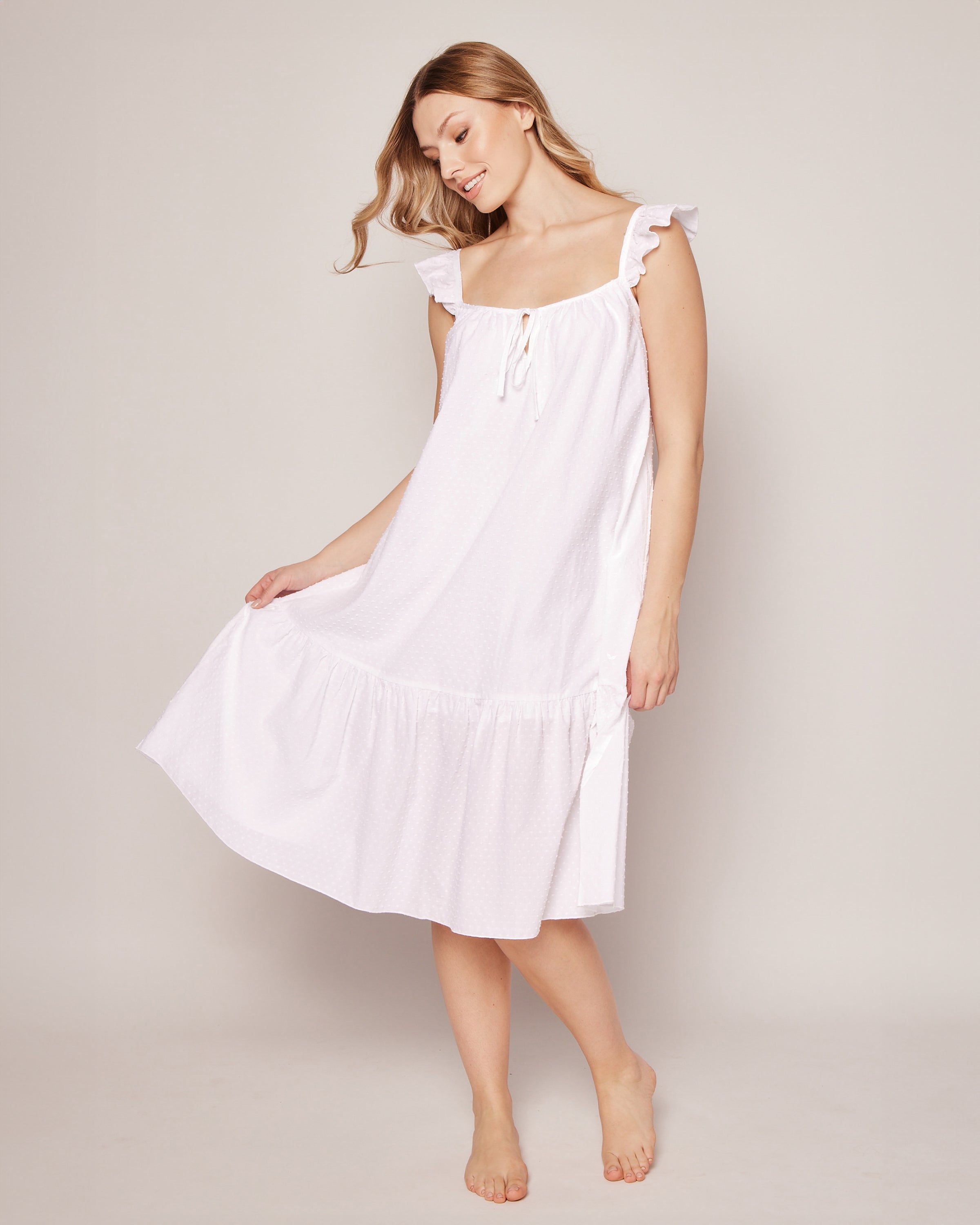 Women's Swiss Dots Celeste Nightgown in White