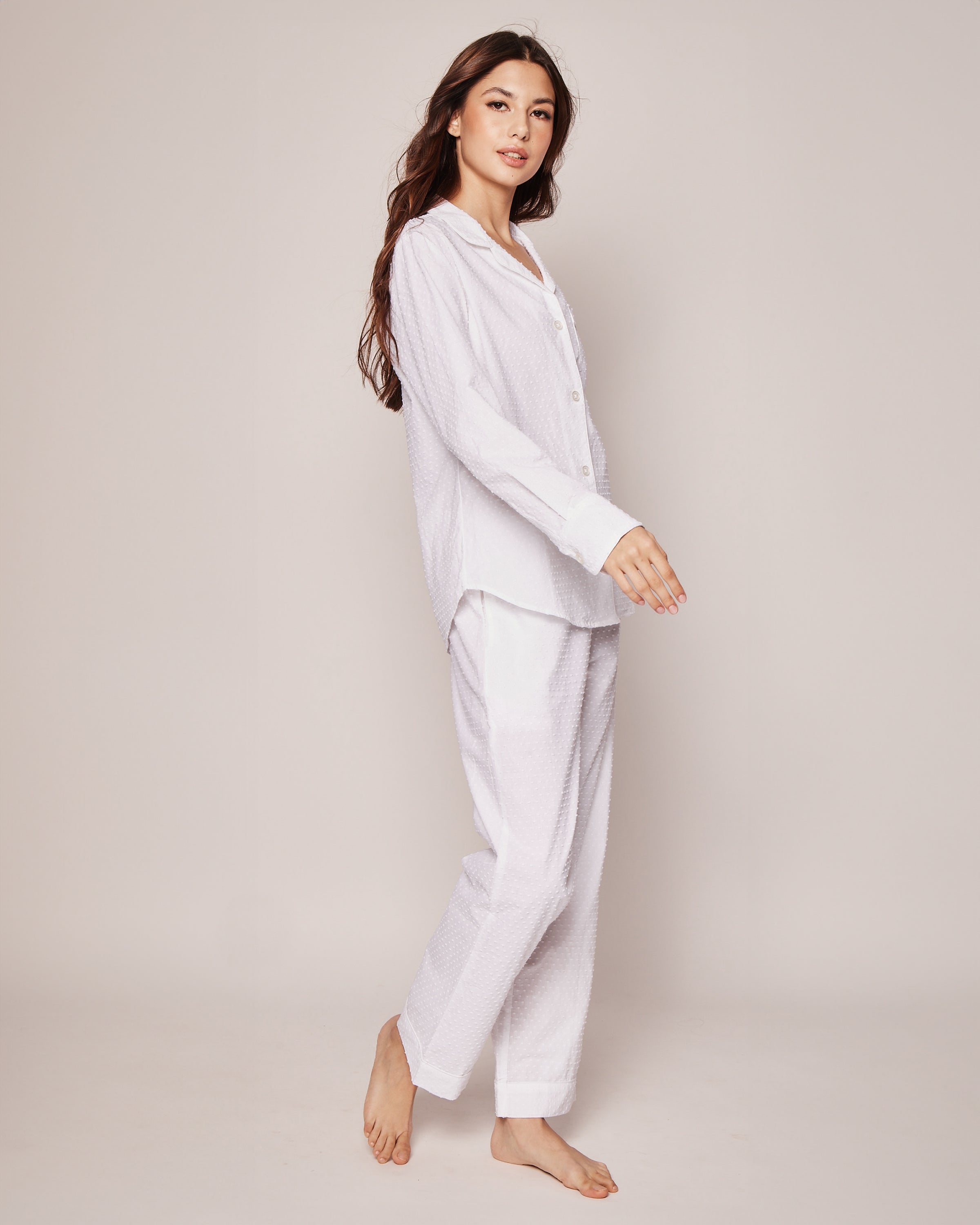 Women's Swiss Dots Pajama Set in White