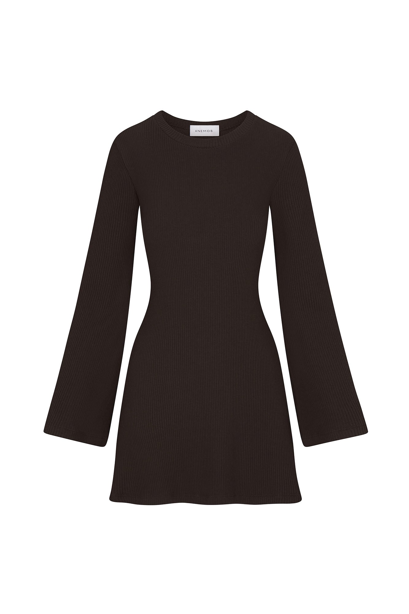 Bell Sleeve Mini Dress in Rib Knit