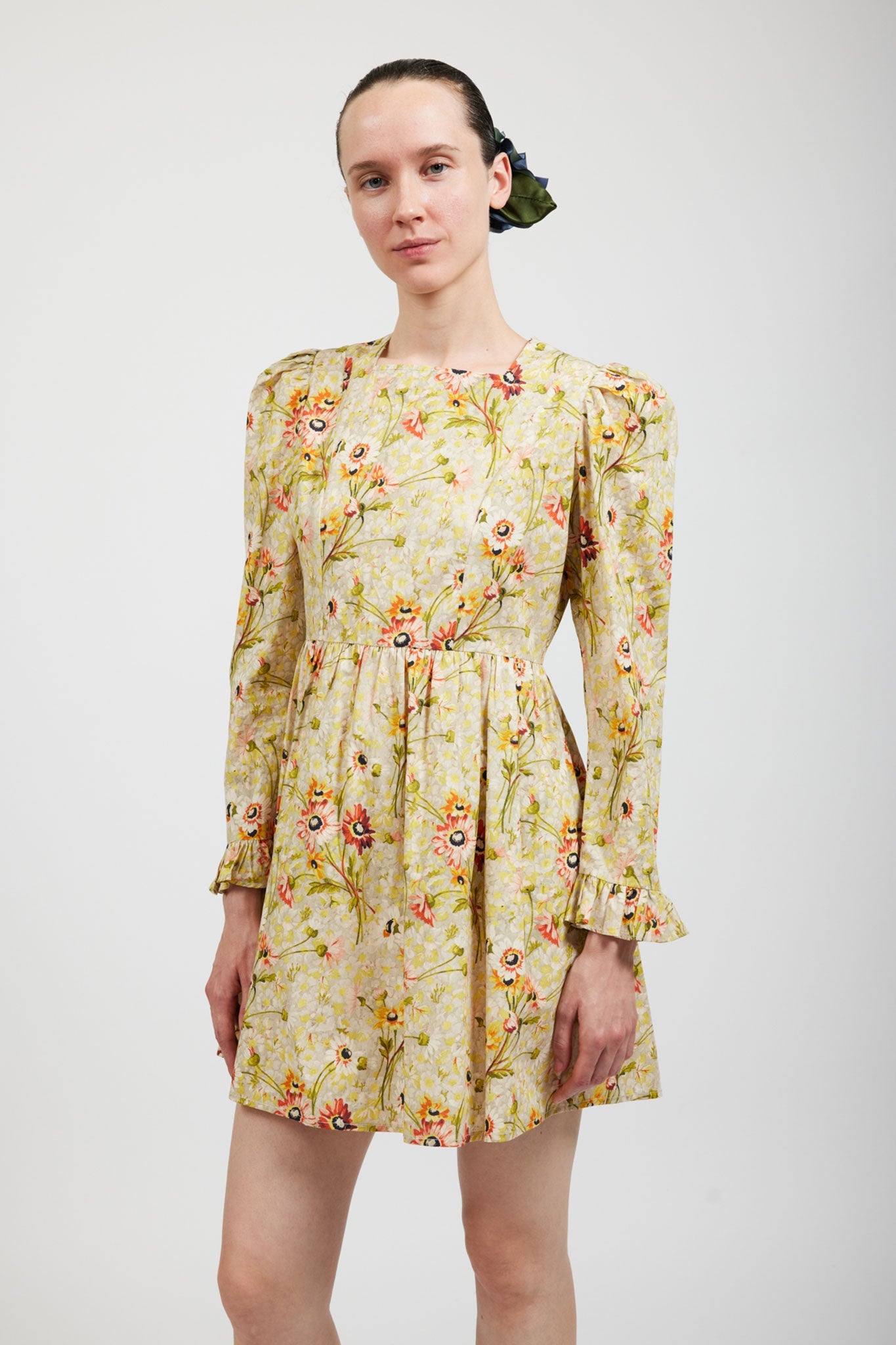 Laura Ashley x BATSHEVA Square Neck Mini Prairie Dress in Witton Flora