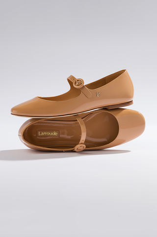 Blair Ballet Flat In Tan Patent Leather