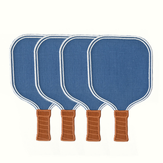 Pickleball Paddle Blue Linen Cocktail Napkins