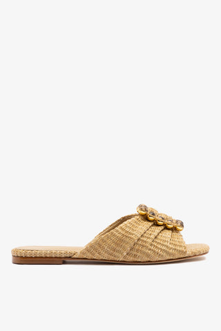 Chloe Gosselin by Larroudé Nova Flat In Natural Raffia