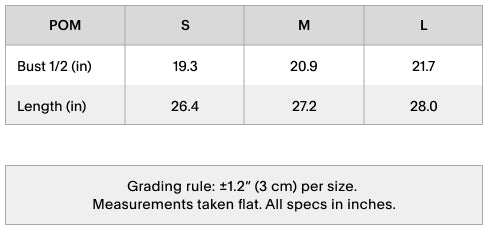 Size chart