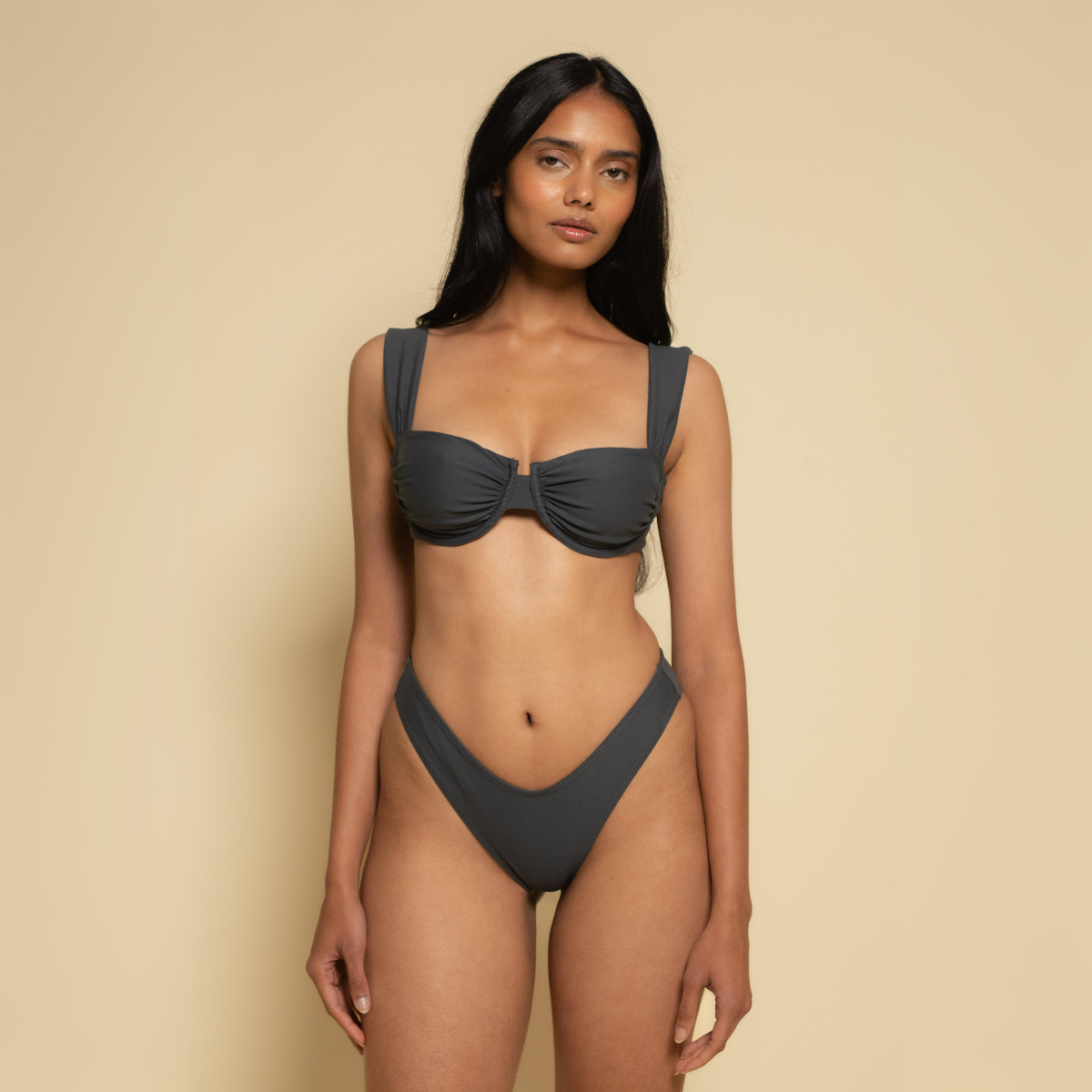 Charcoal Lulu (Zig-Zag Stitch) Bikini Bottom