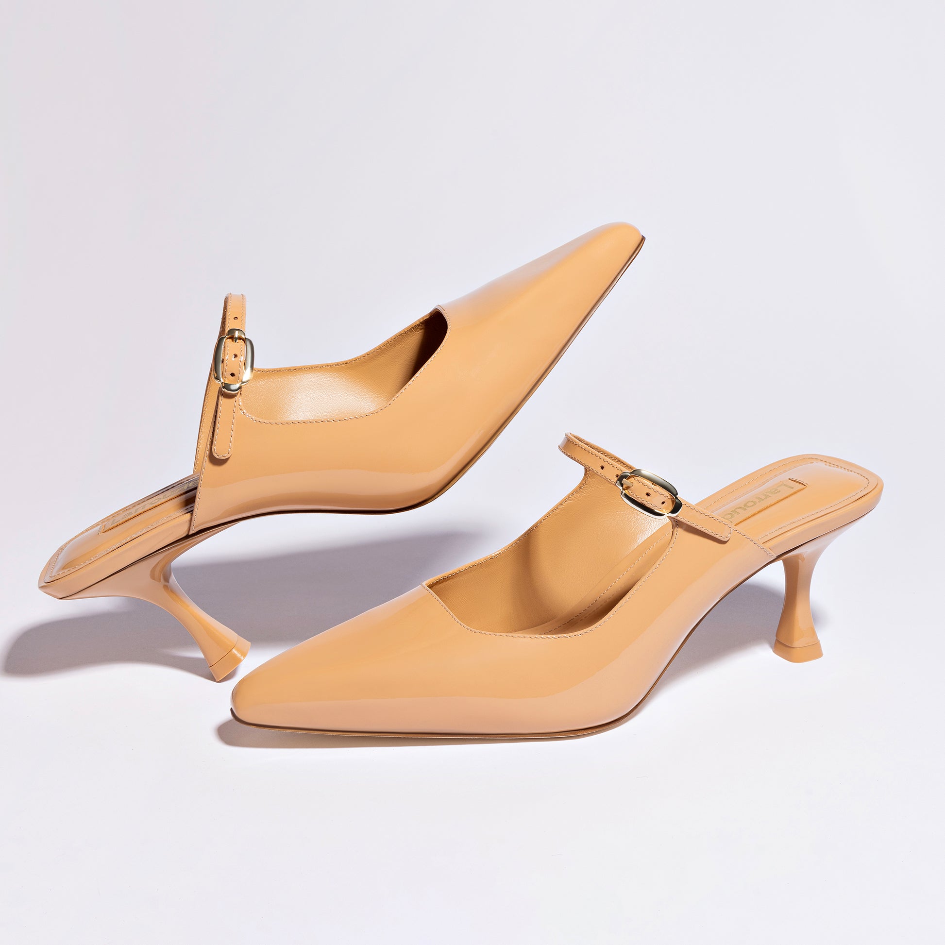 Ines Mule In Tan Patent Leather