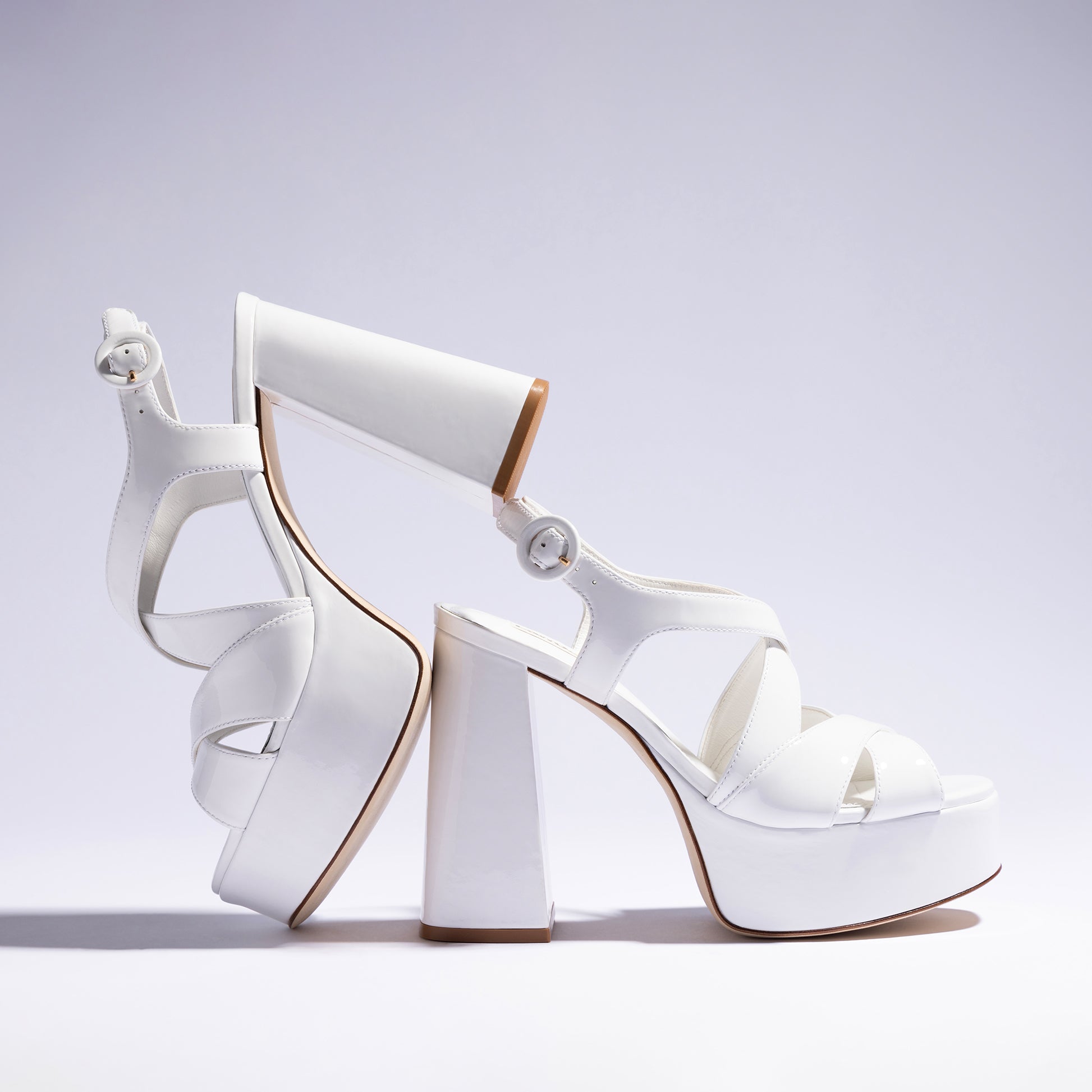 Bee Sandal In White Patent Leather