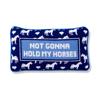 Almohada de punto de cruz Hold My Horses