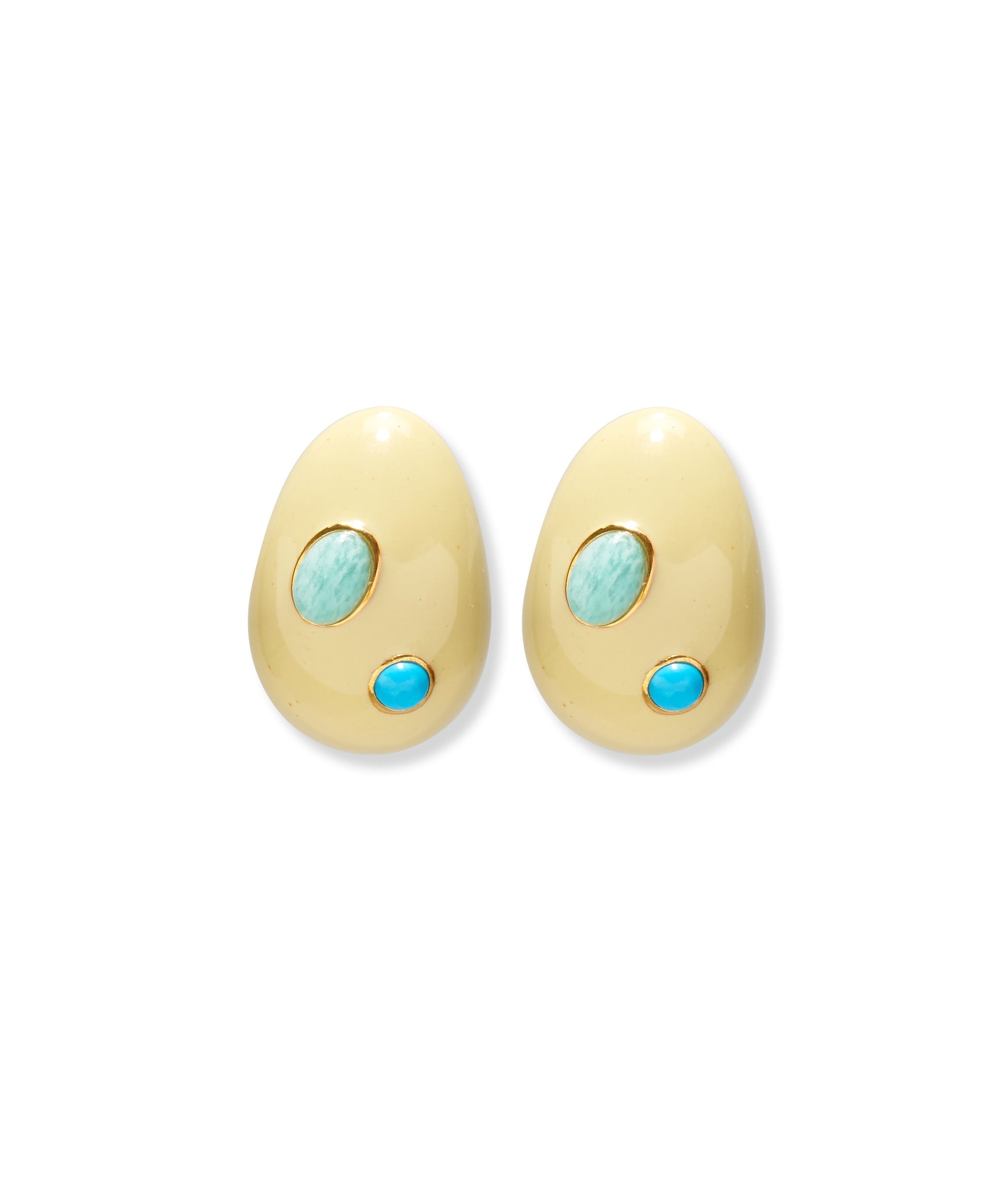 Mini pendientes Arp en crema con tachuelas