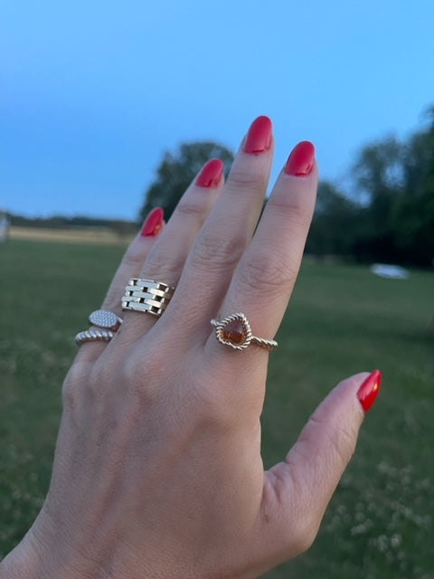 Leona Red Garnet and Diamond Duo Ring